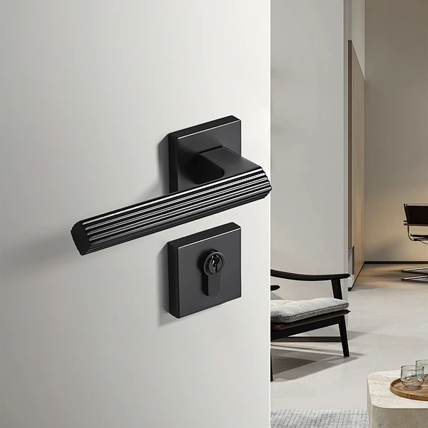Internal Black Lever Privacy Square Door Handle