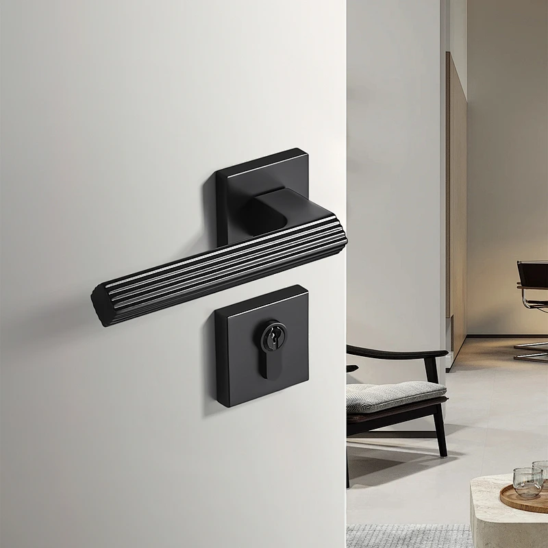 Internal Black Lever Privacy Square Door Handle